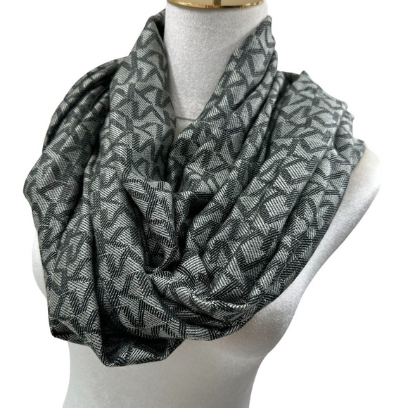 Michael Kors Black and White MK Printed Logo Scarf Wrap Shawl - Picture 3 of 13